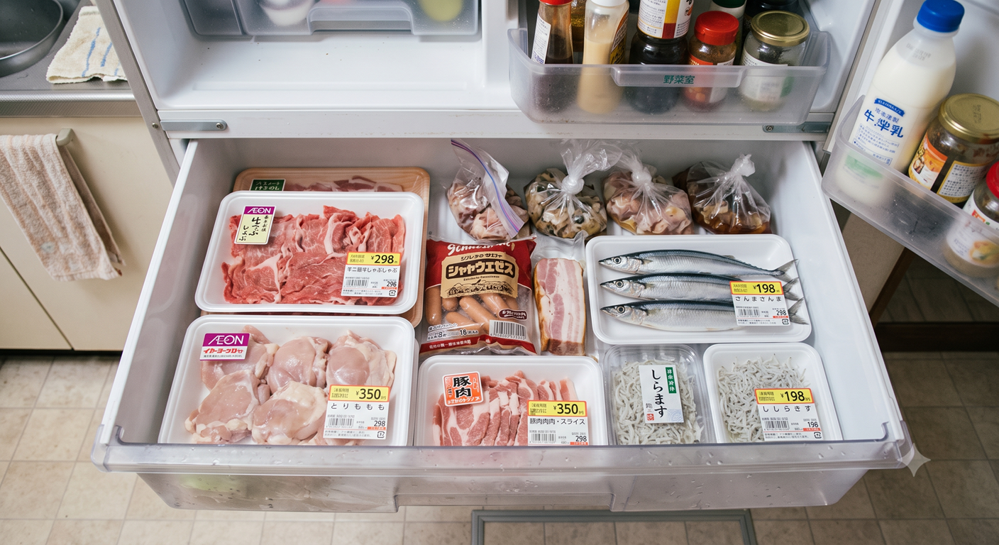 肉・魚入り冷蔵庫